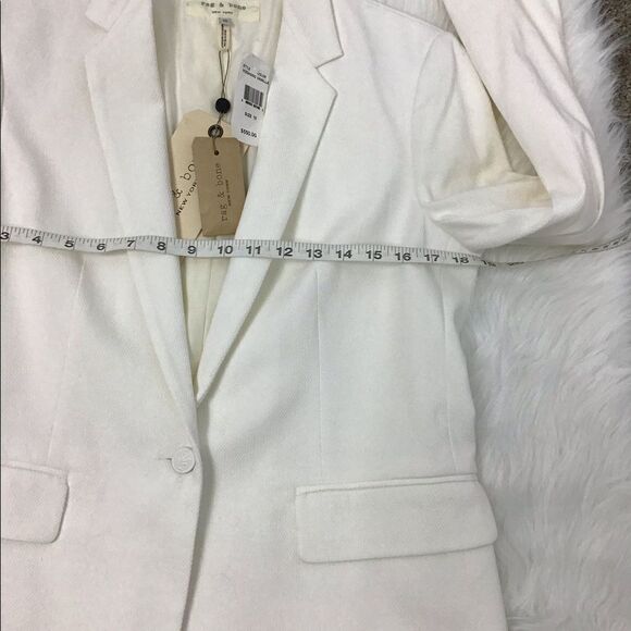 Rag & Bone Sidney Ecru White Blazer Vanilla Hourglass Blazer New Size 10 - Picture 4 of 9